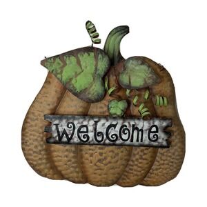 PUMPKIN Rustic WELCOME - HARVEST - FALL THANKSGIVING‎ Metal DECORATION Sign.